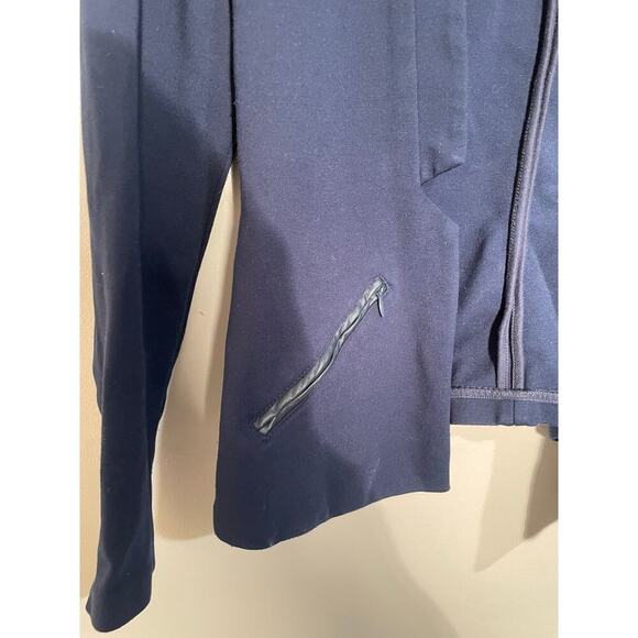 Tart Navy Open Front Blazer with Faux Leather Trimmings - Picture 5 of 8